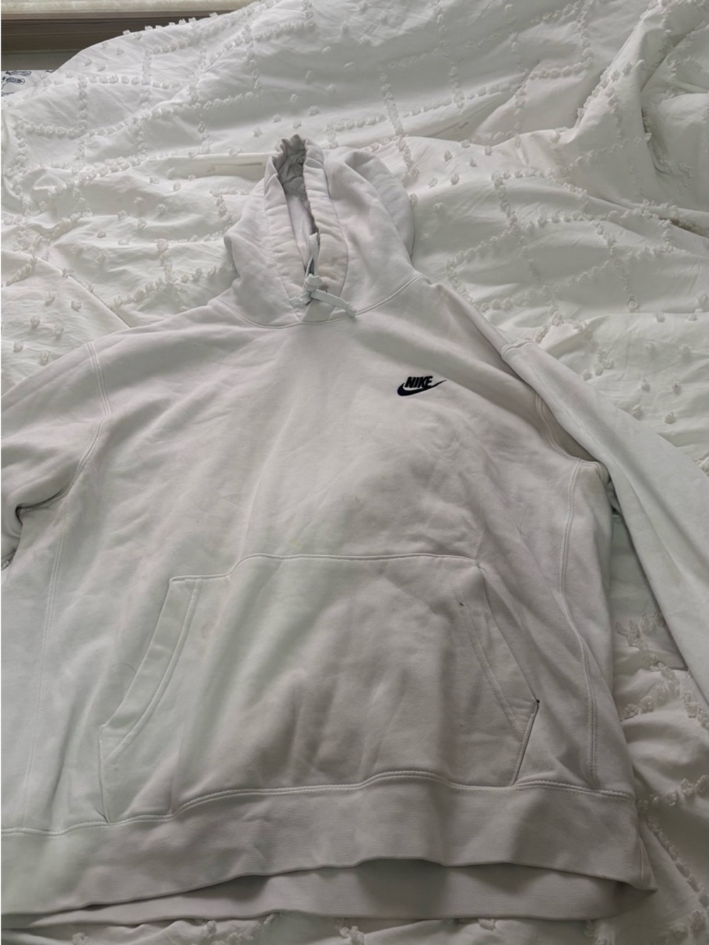 Nike White Men's Turtleneck Pullover with Black Swoosh